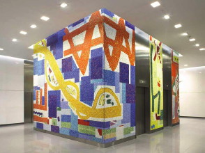 Hans Hofmann mosaic, 711 Third Avenue lobby and elevator bank, New York, NY. 1956. 